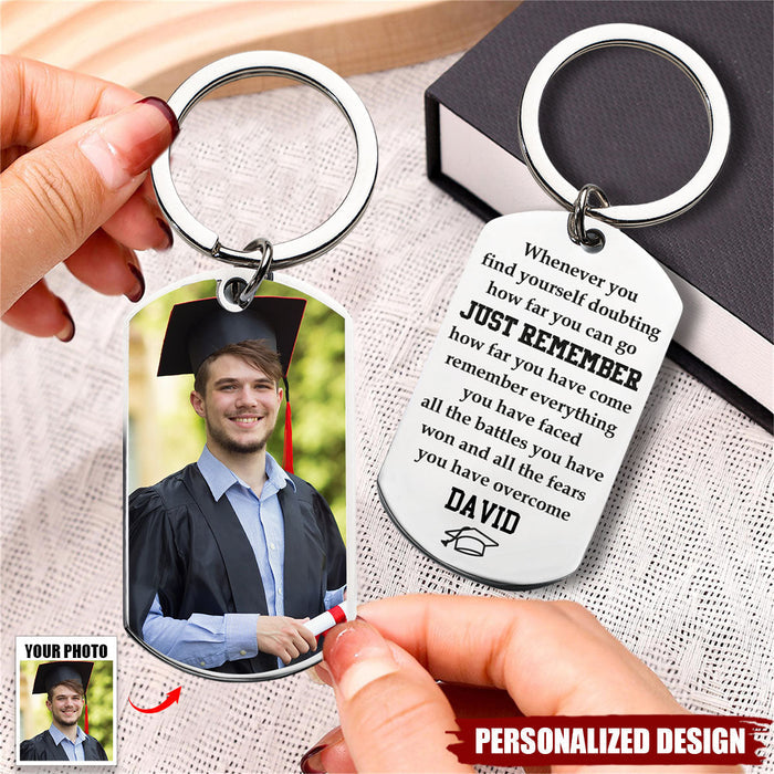 Remember How Far You Have Come - Personalized Stainless Steel Photo Keychain
