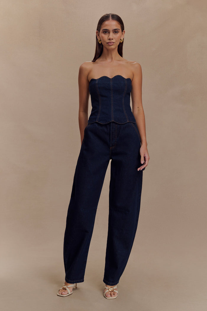 Renata Barrel Denim Jeans - Indigo Blue