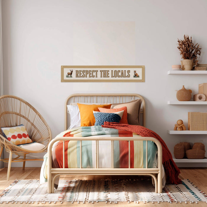 Respect The Locals Banner – Vintage Felt Flag: Green Border