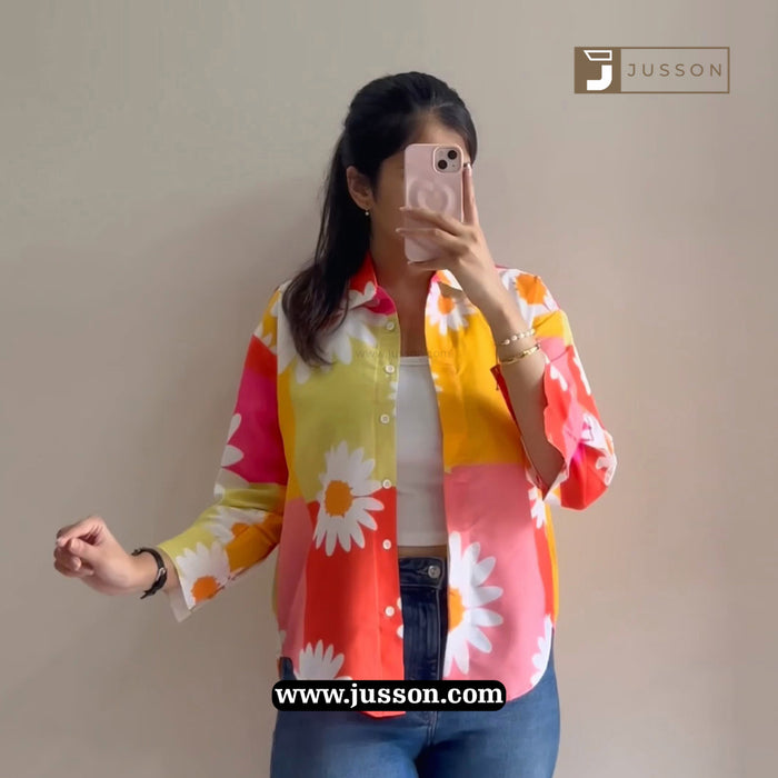 Retro Bloom Multicolor Daisy Shirt