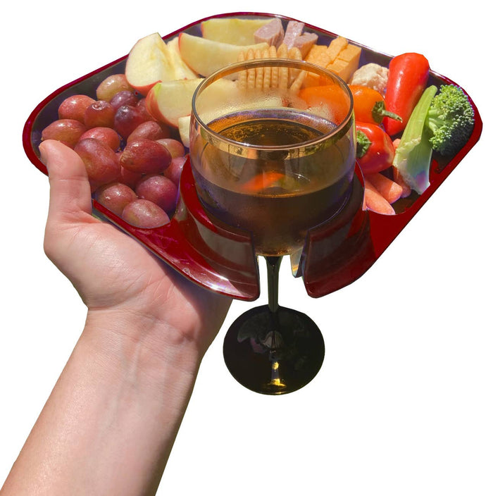 Reusable Party Plates w/ Beverage Holder - Set of 4 - Red - Premium Kitchen Accessories from Fancy Panz - Just $19.95! Shop now at Pat's Monograms