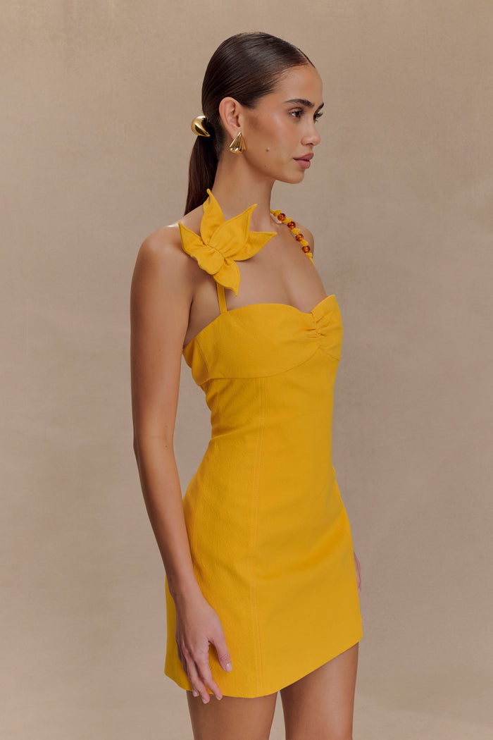 Reyes Cotton Floral Mini Dress - Butterscotch