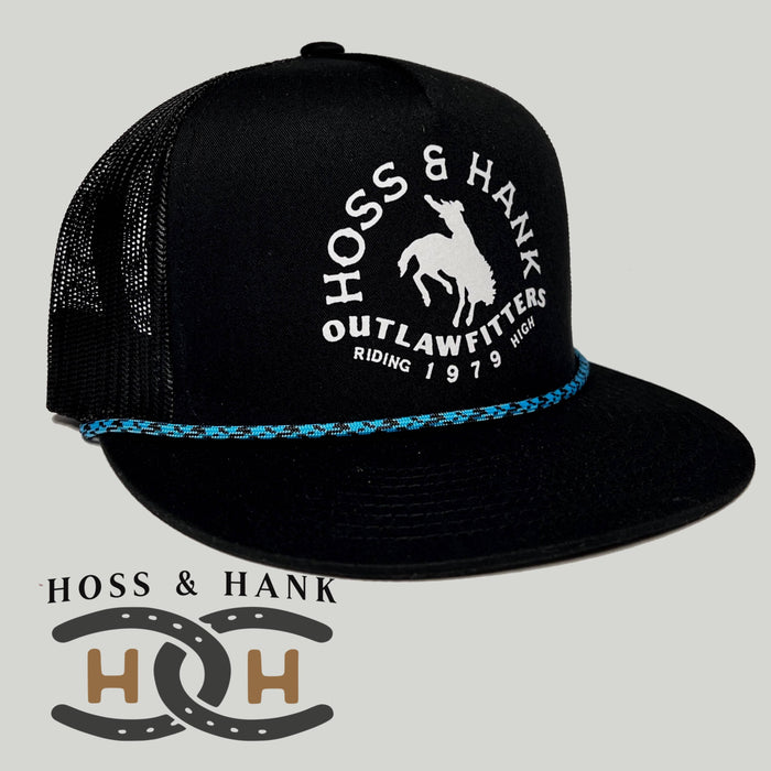 Ridin’ High Bronc black with rope - Premium Headwear from Ridge&Holler - Just $32.95! Shop now at Pat's Monograms