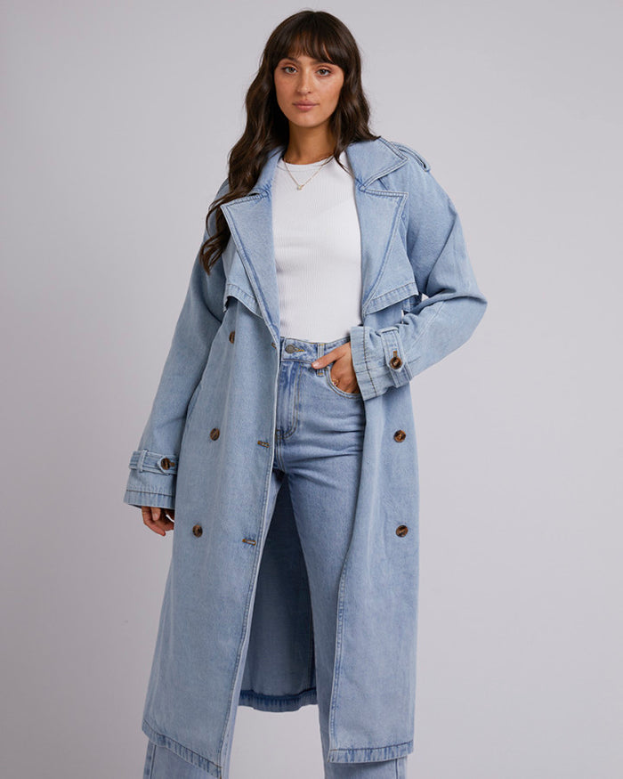Women's long denim trench coat | All About Eve