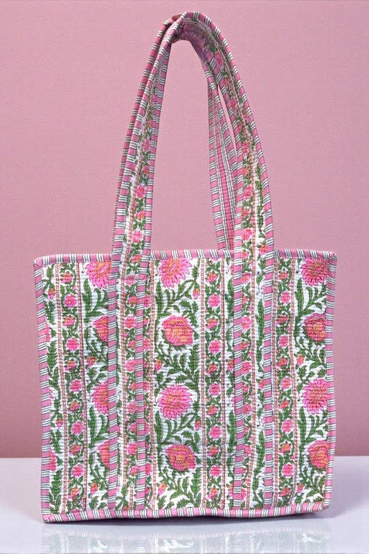 Ronan Green and Pink Floral Tote Bag - Premium tote bag from Nash Grey - Just $38.95! Shop now at Pat's Monograms