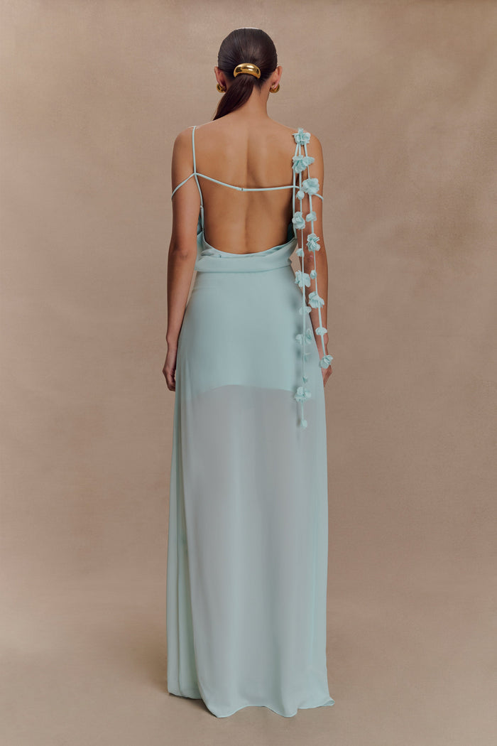 Rosalie Floral Chiffon Maxi Dress - Lagoon