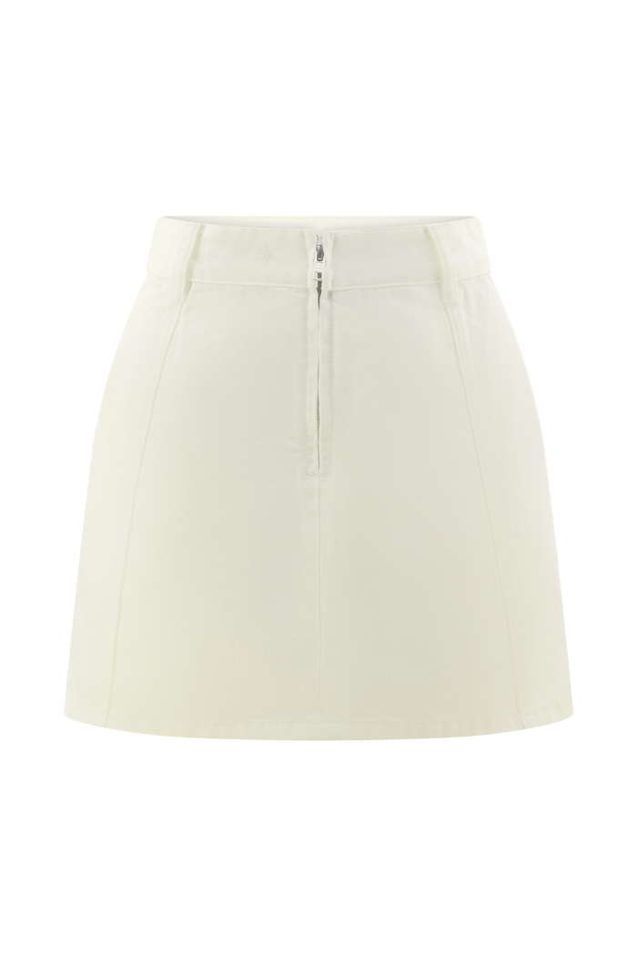 Rosalyn Mini Denim Skort - White
