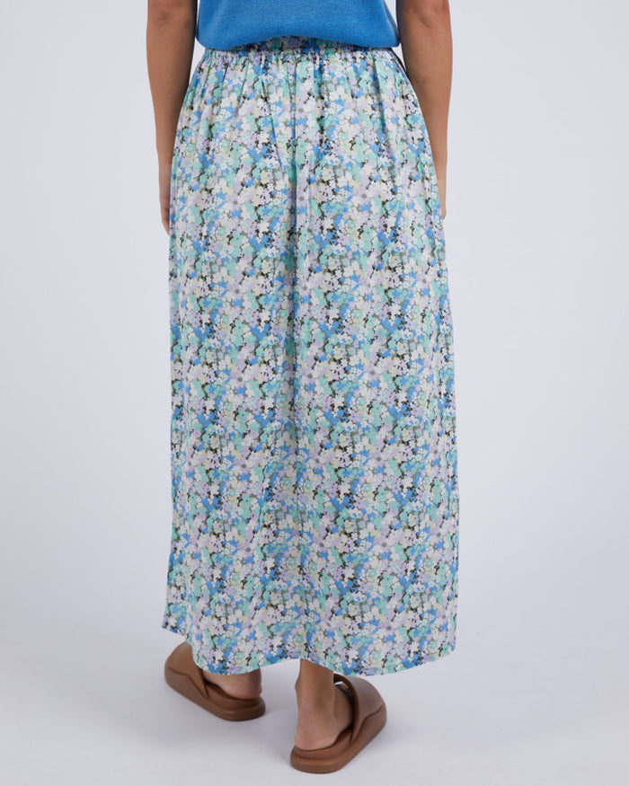 Foxwood Blue Women's Maxi Skirt with Floral Design and Elastic Waist