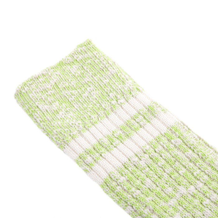 ROTOTO ORGANIC COTTON SLUB STRIPE SOCKS LIME