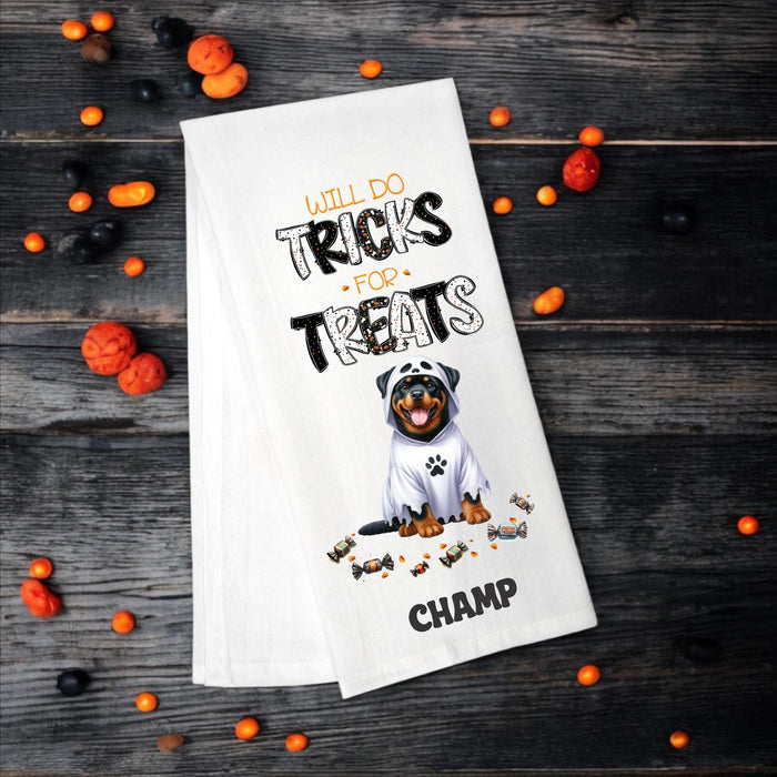 Rottweiler - Will Do Tricks for Treats Tea Towel - Premium Kitchen Towel from Pat's Monograms - Just $14.95! Shop now at Pat's Monograms
