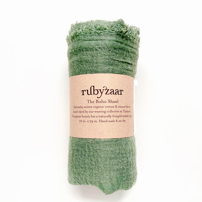 Rubyzaar Lightweight Organic Cotton Shawl - Forest