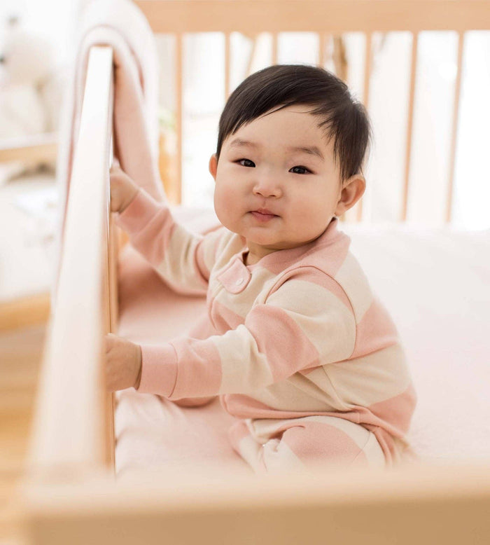 Rugby Stripe Organic Cotton Sleep & Play - Pink Sand - Premium Baby Sleepwear from Burt's Bees Baby - Just $14.95! Shop now at Pat's Monograms