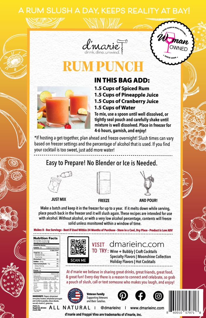 Rum Punch Cocktail - Ready-To-Freeze Cocktail - Premium drink mix from d'marie inc. - Just $17! Shop now at Pat's Monograms