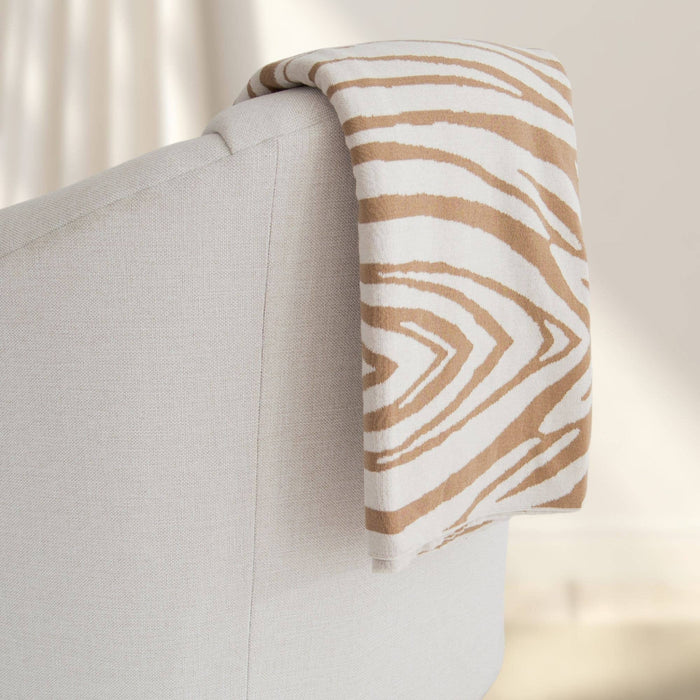 Rumi Zebra Cotton Knit Throw: Beige - Premium  from Tajik Home LLC - Just $35.95! Shop now at Pat's Monograms