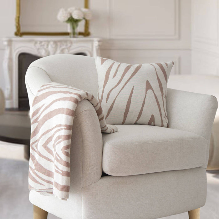 Rumi Zebra Cotton Knit Throw: Beige - Premium  from Tajik Home LLC - Just $35.95! Shop now at Pat's Monograms