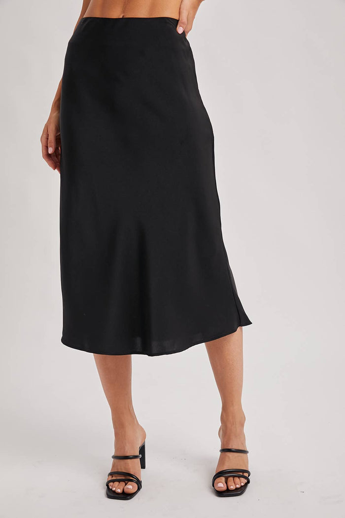 SATIN MIDI SKIRT