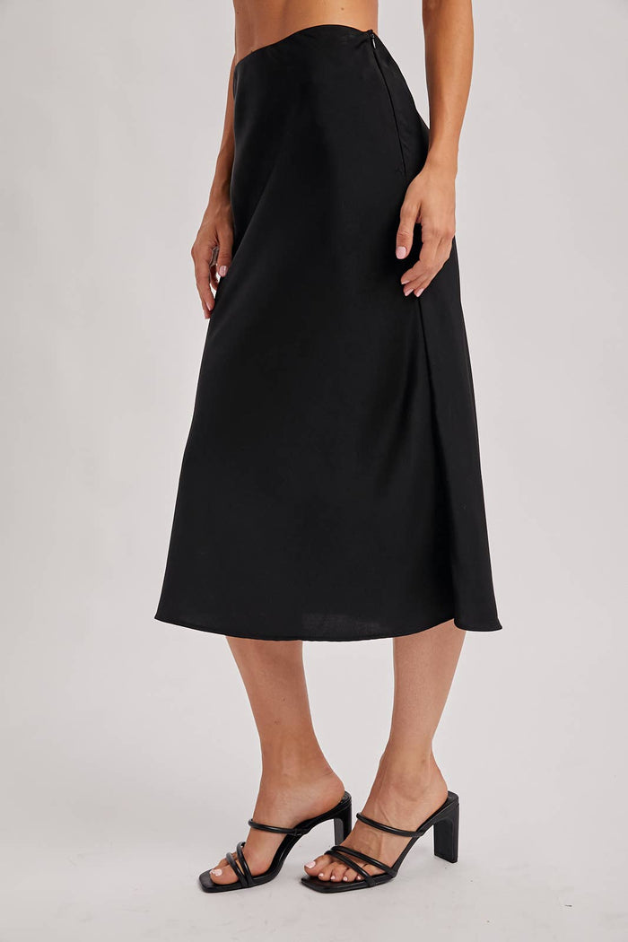 SATIN MIDI SKIRT
