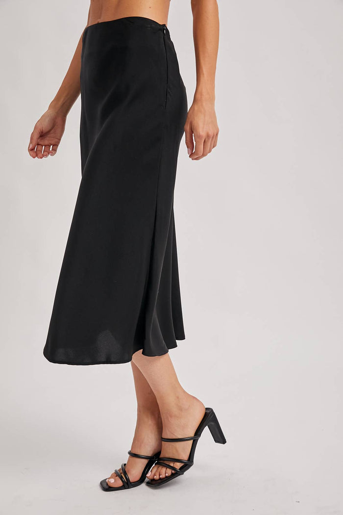 SATIN MIDI SKIRT