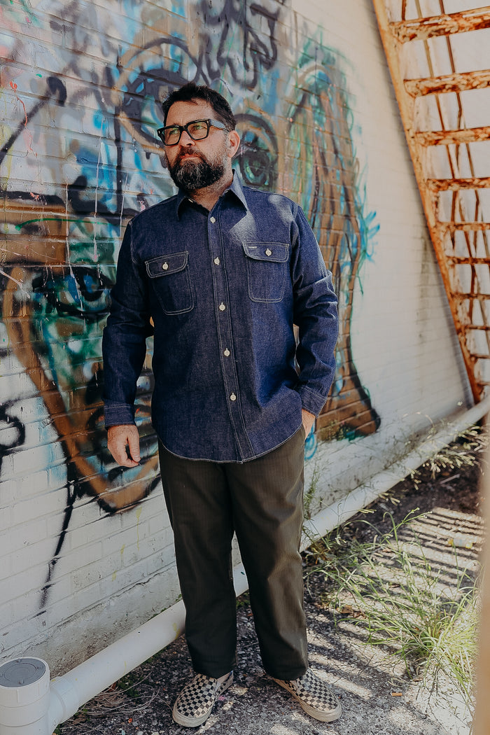 SC27852 Sugar Cane Long Sleeve Work Shirt- Blue Denim