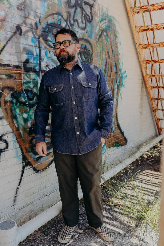 SC27852 Sugar Cane Long Sleeve Work Shirt- Blue Denim