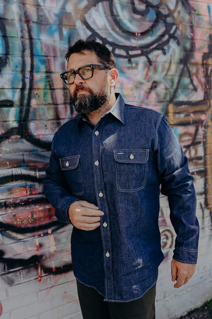 SC27852 Sugar Cane Long Sleeve Work Shirt- Blue Denim