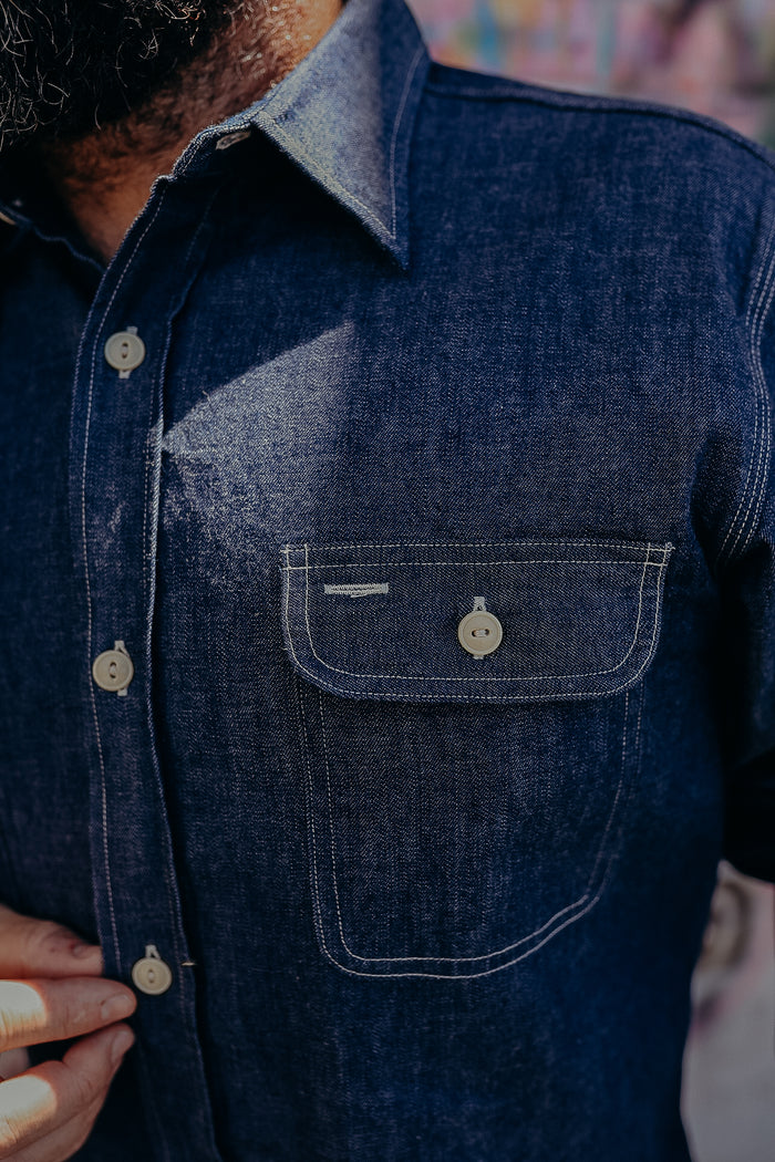 SC27852 Sugar Cane Long Sleeve Work Shirt- Blue Denim