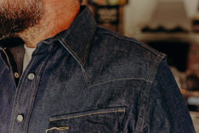 SC28190 Sugar Cane Long Sleeve Denim Western Shirt- Indigo