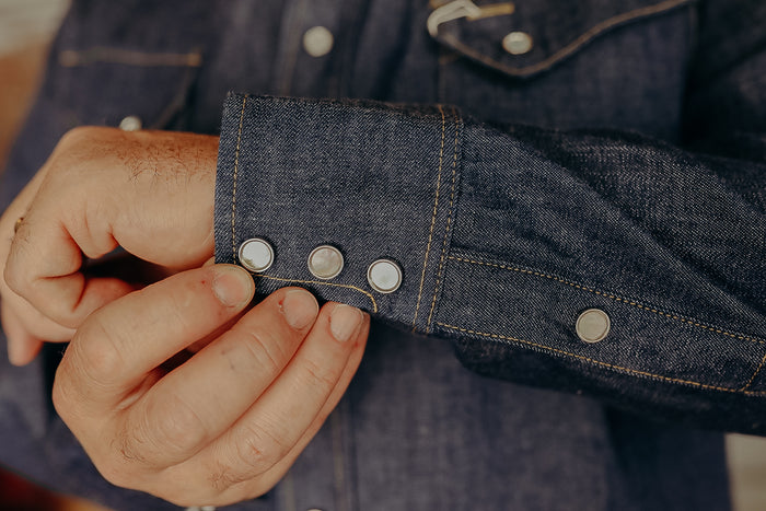 SC28190 Sugar Cane Long Sleeve Denim Western Shirt- Indigo