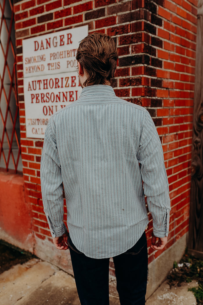 SC29146 Sugar Cane Long Sleeve Work Shirt- Dobby Stripe Blue