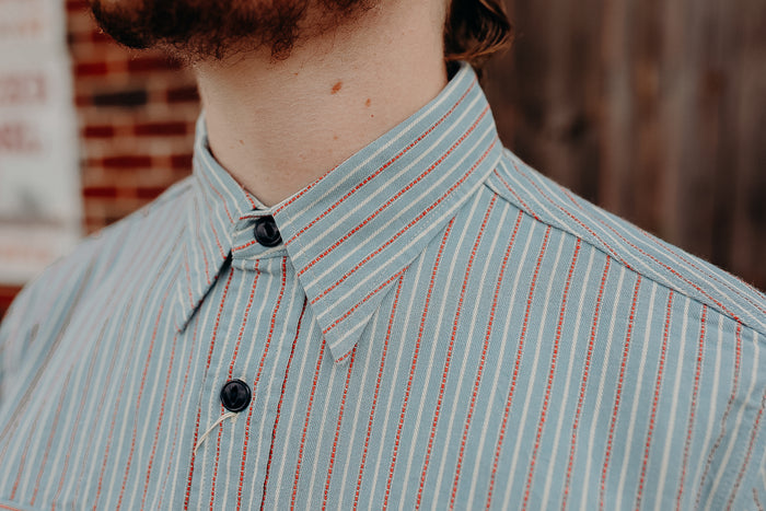 SC29146 Sugar Cane Long Sleeve Work Shirt- Dobby Stripe Blue