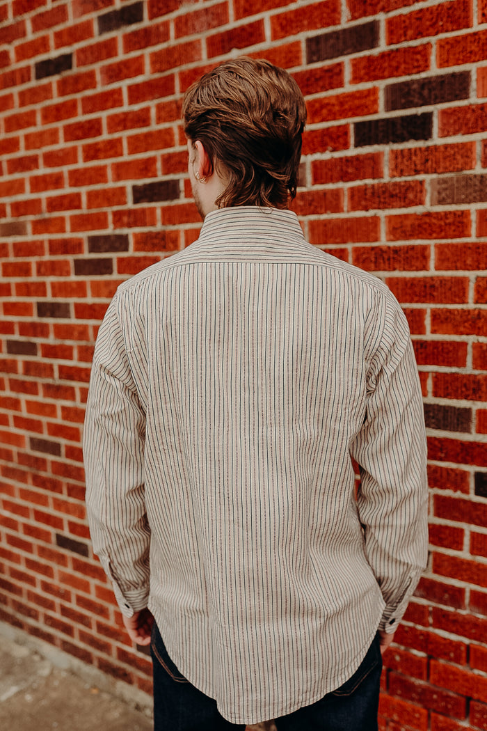 SC29146 Sugar Cane Long Sleeve Work Shirt- Dobby Stripe White