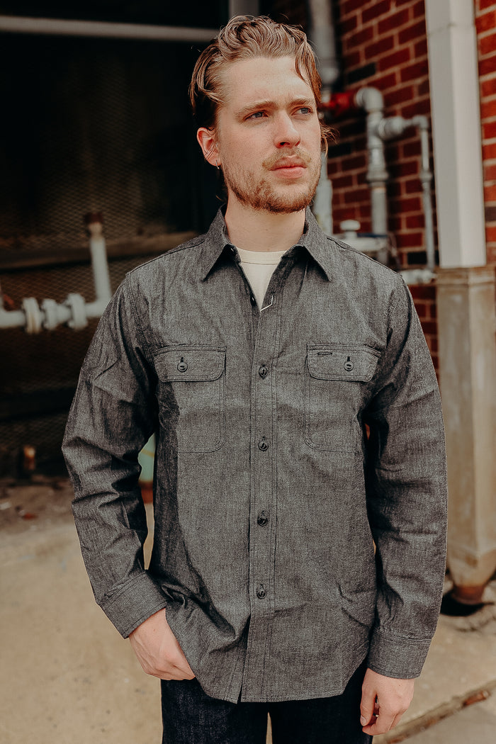 SC29159 Sugar Cane Long Sleeve Work Shirt- Black Chambray