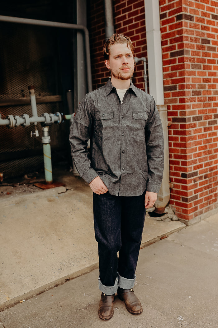 SC29159 Sugar Cane Long Sleeve Work Shirt- Black Chambray