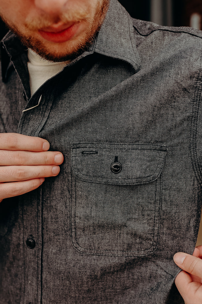SC29159 Sugar Cane Long Sleeve Work Shirt- Black Chambray