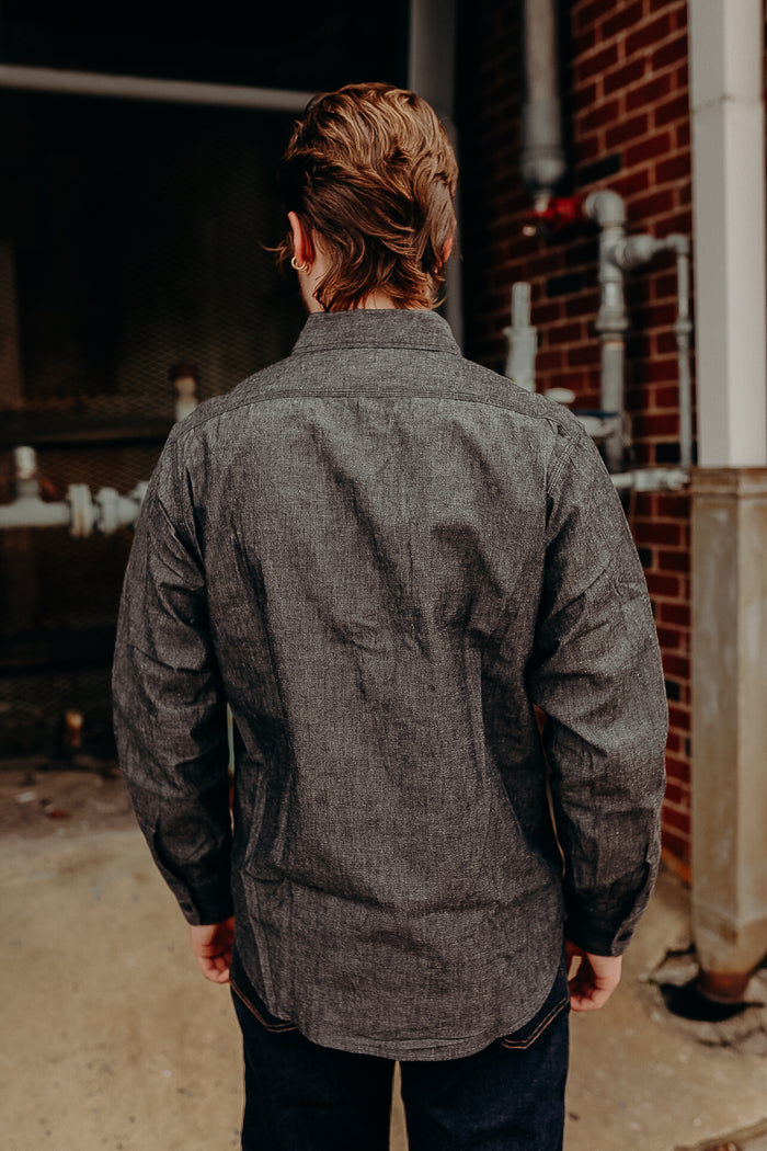 SC29159 Sugar Cane Long Sleeve Work Shirt- Black Chambray