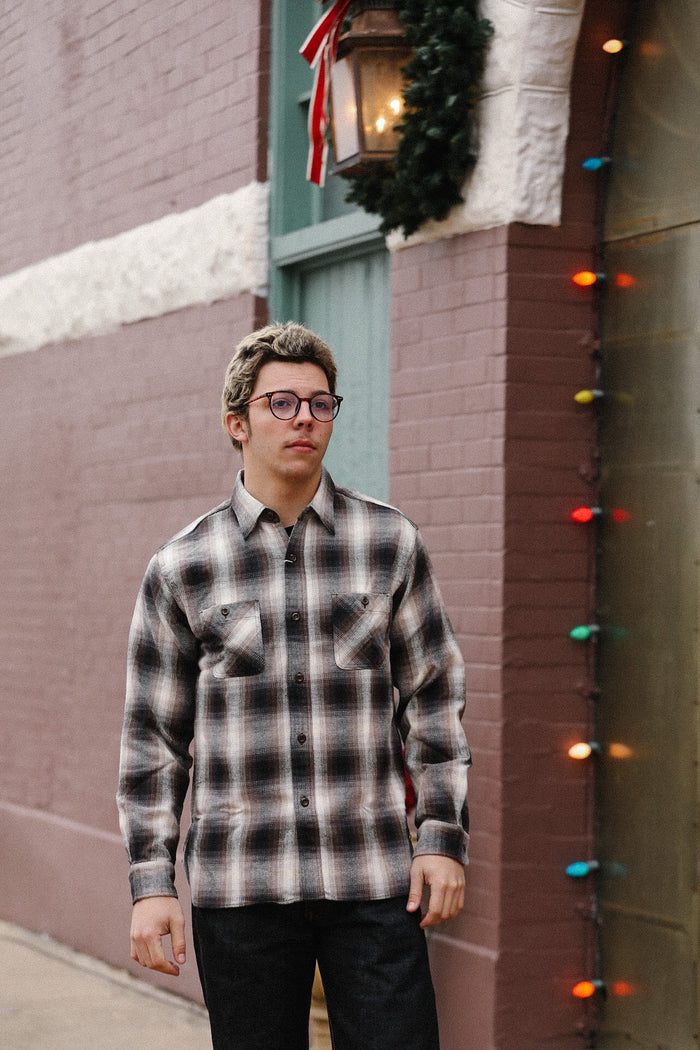 SC29561 Twill Plaid Work Shirt - Brown