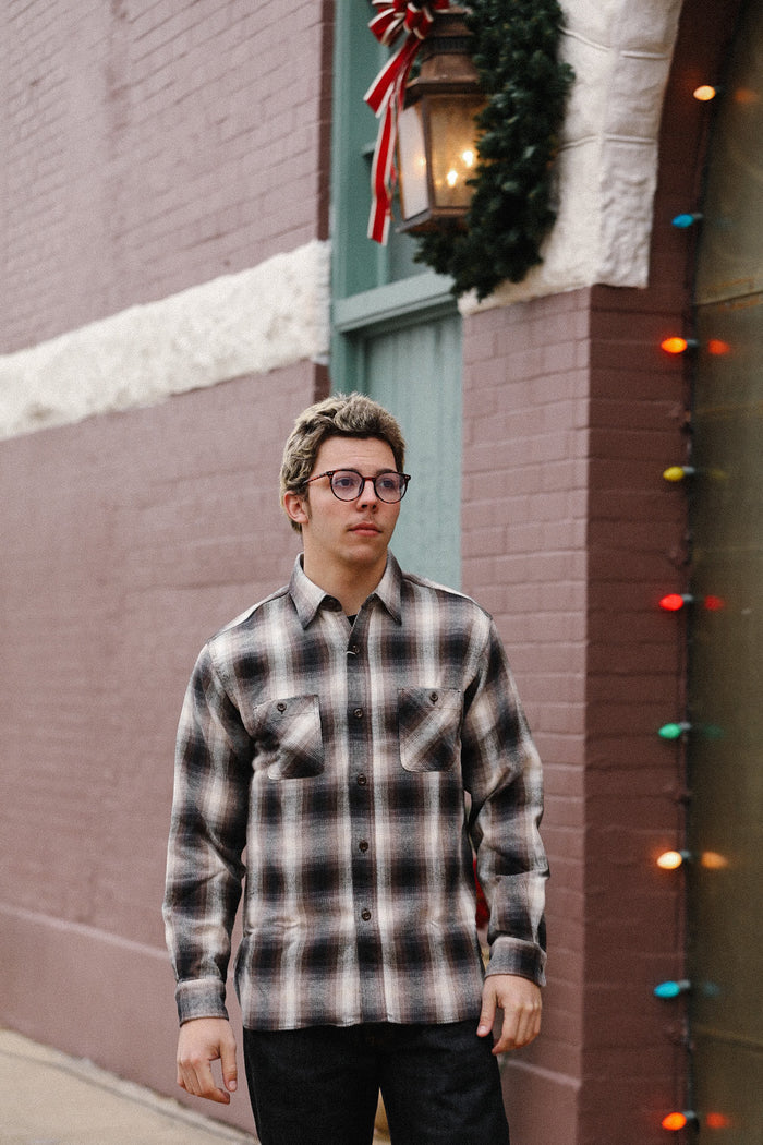 SC29561 Twill Plaid Work Shirt - Brown