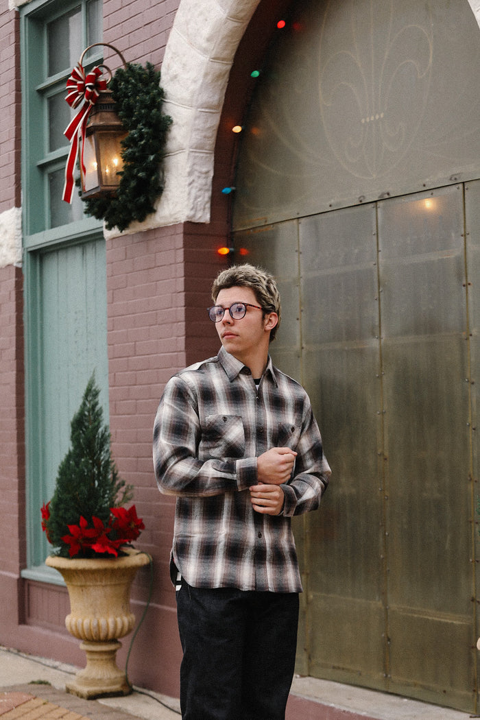 SC29561 Twill Plaid Work Shirt - Brown