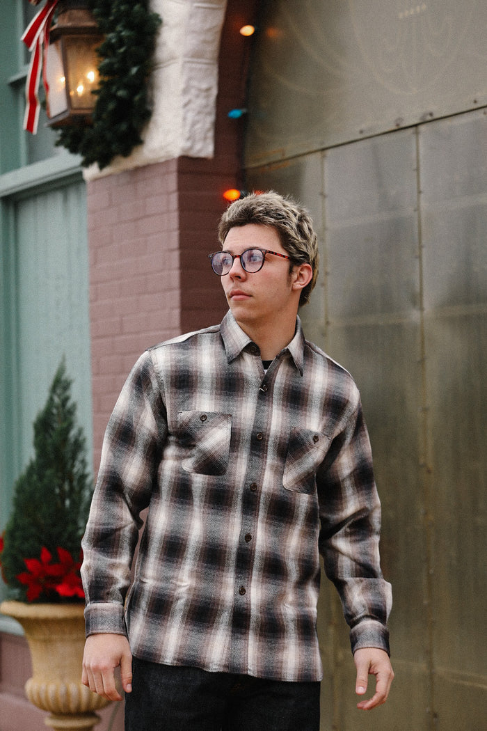 SC29561 Twill Plaid Work Shirt - Brown
