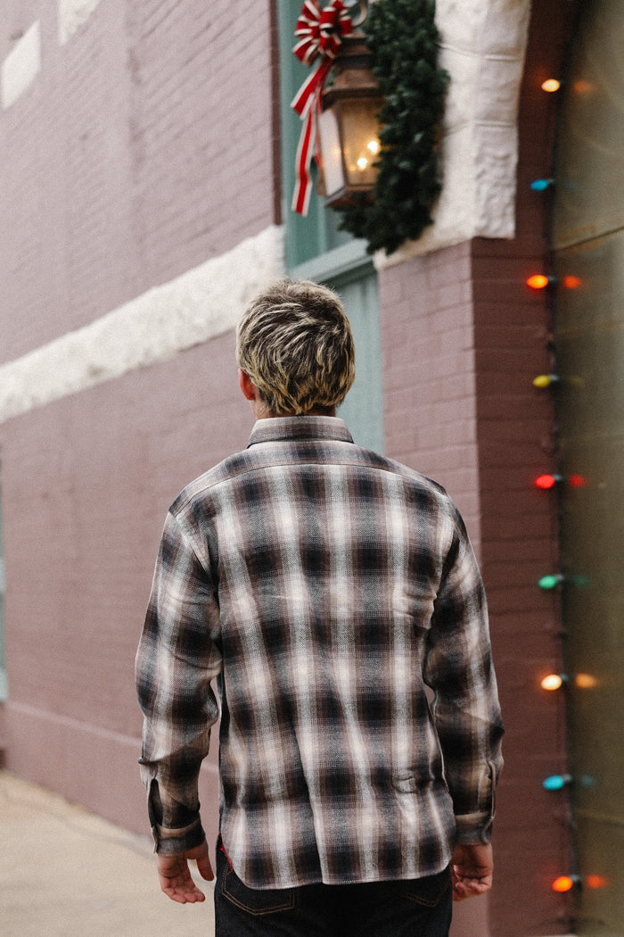 SC29561 Twill Plaid Work Shirt - Brown