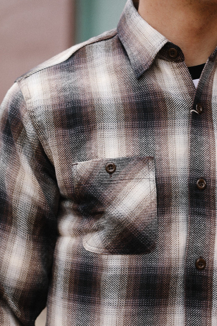 SC29561 Twill Plaid Work Shirt - Brown