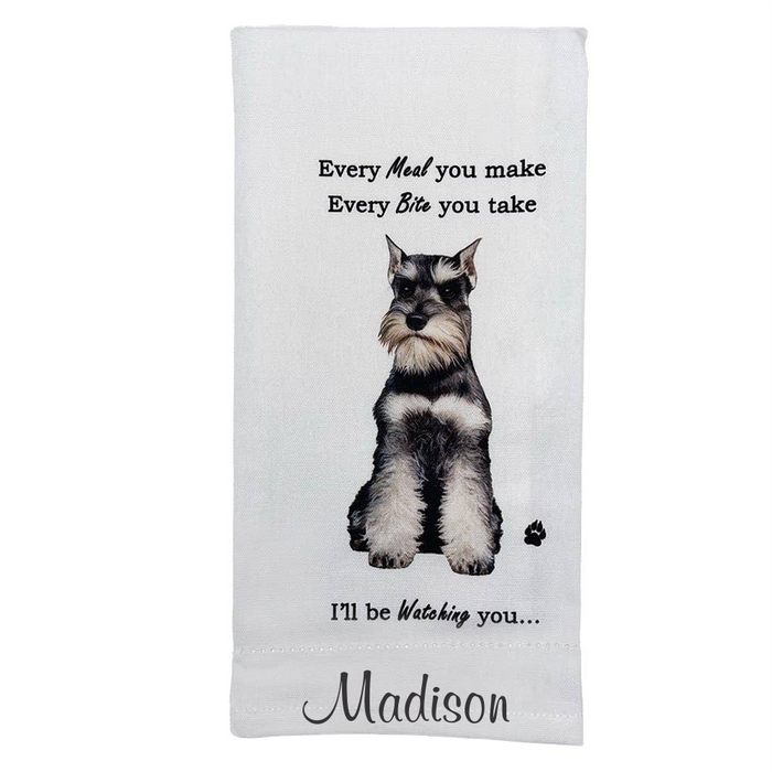 Schnauzer Kitchen Towel - Cropped Ears - Premium Kitchen Towels from E&S Pets - Just $10.95! Shop now at Pat's Monograms