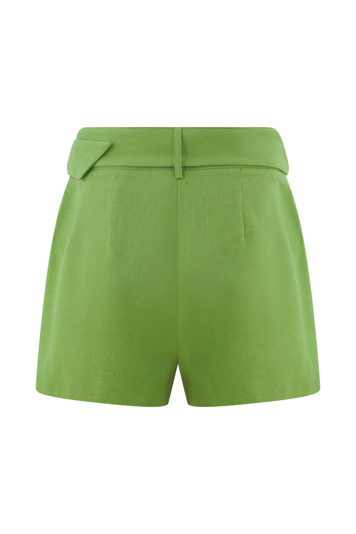 Scout Linen Belted Shorts - Green