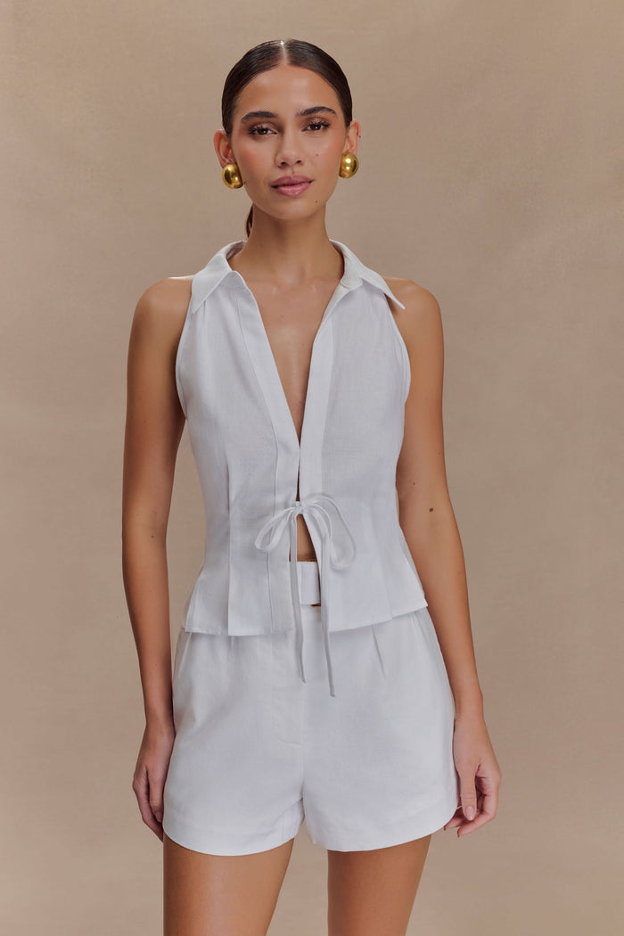 Scout Linen Belted Shorts - White
