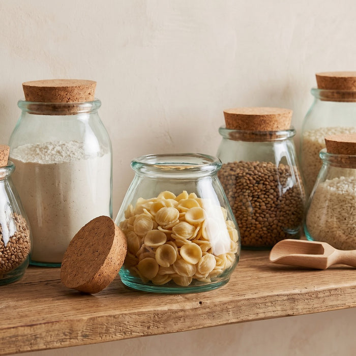 Sculpted Glass Storage Jar, styled at home