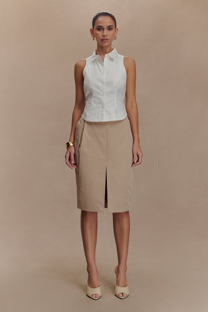 Selene Sleeveless Halter Shirt - White