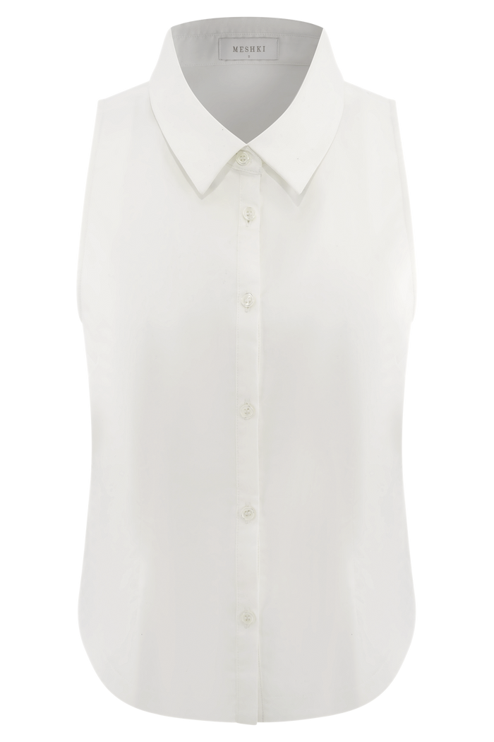 Selene Sleeveless Halter Shirt - White
