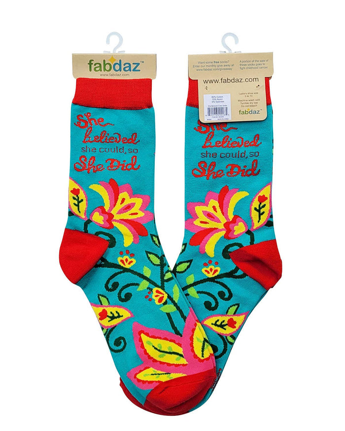 She Believed She Could, So She Did Women's Crew Socks - Premium Socks from Fabdaz - Just $12.95! Shop now at Pat's Monograms