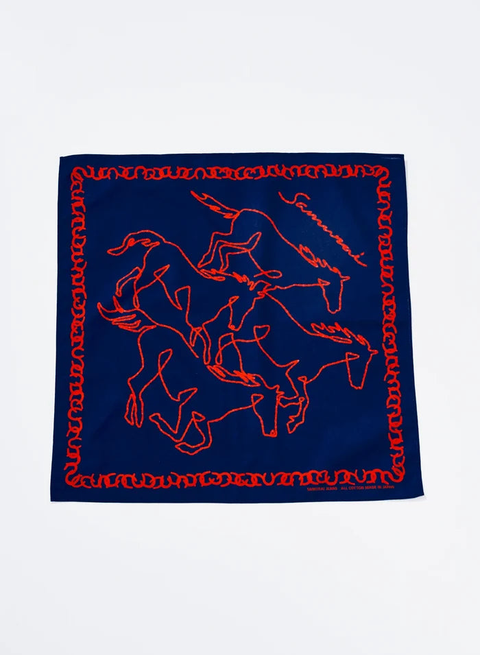 SJ-BANDANA-03 Samurai Horse Motif Bandana- Navy