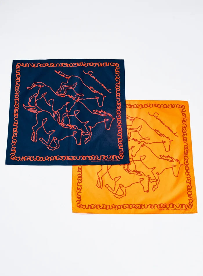 SJ-BANDANA-03 Samurai Horse Motif Bandana- Navy